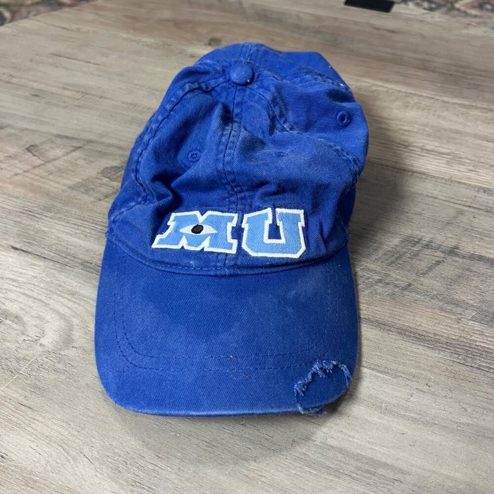 Disney Monsters University Blue Dad Hat With Distressed Brim & Adjustable Strap